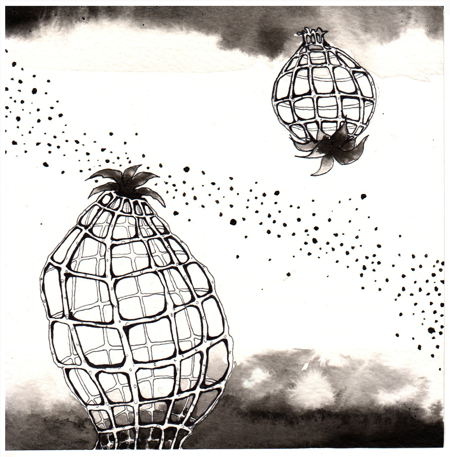 Organism, Collaborative Ink Drawing, 6” x 6” 2021