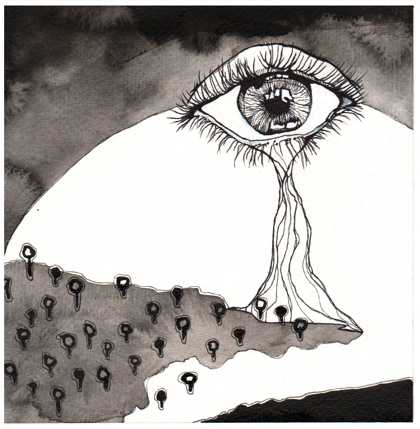 Pour, Collaborative Ink Drawing, 6” x 6” 2021