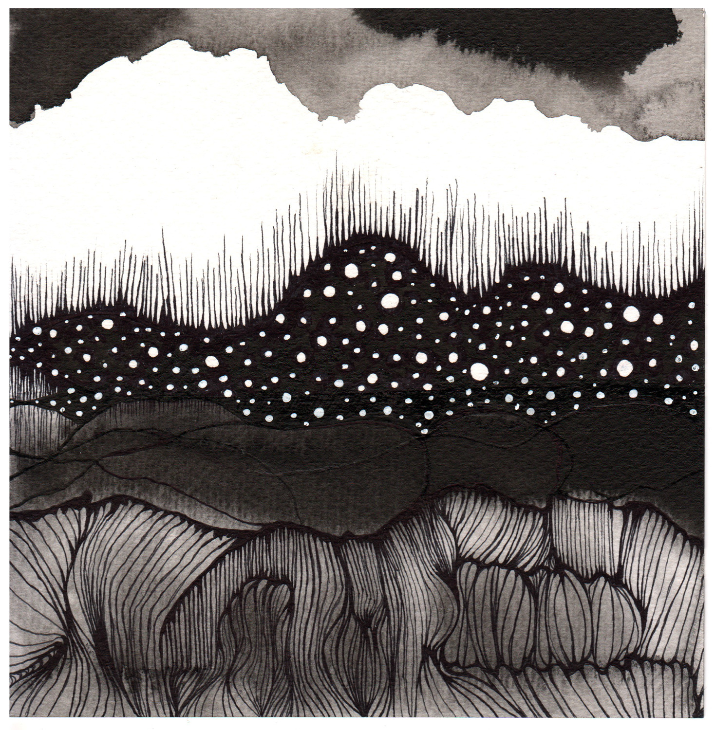 Shifting Pressure, Collaborative Ink Drawing, 6” x 6” 2021