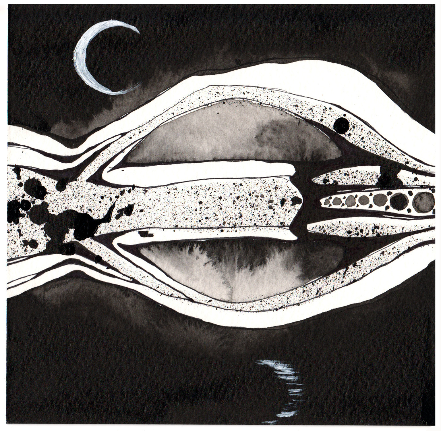 Summon #4, Collaborative Ink Drawing, 6” x 6” 2021