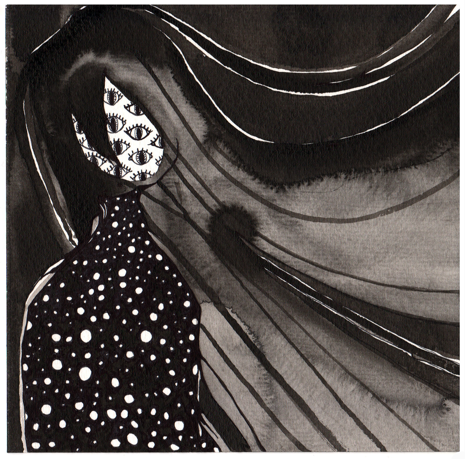 Summon #8, Collaborative Ink Drawing, 6” x 6” 2021